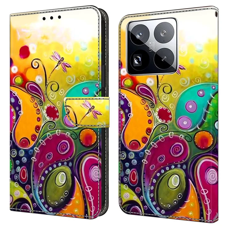 For Xiaomi 15 Pro Case PU Leather Wallet Phone Cover with Stand - Colorful Flower