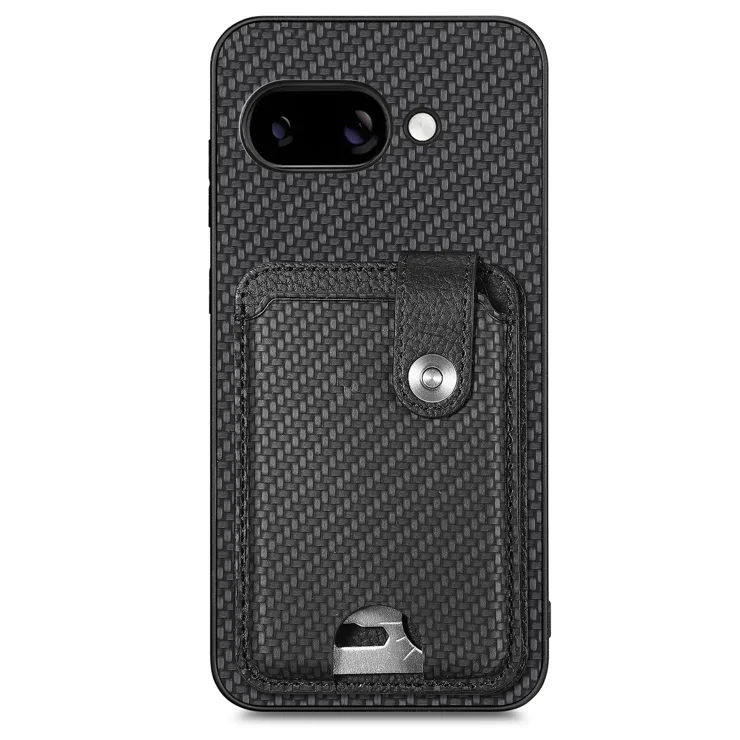 For Google Pixel 9a Case Card Slots Kickstand Phone Back Cover with Card Tool - Black