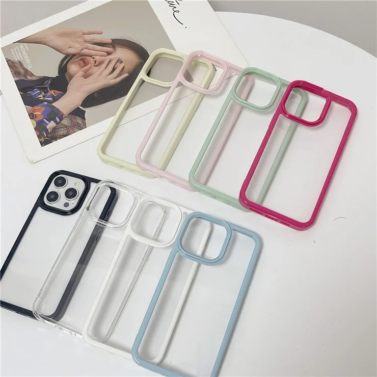 For iPhone 16 Pro Shockproof Case TPU + Acrylic Clear Phone Back Cover - Light Yellow