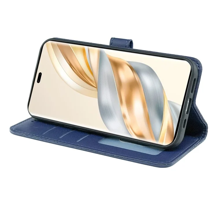 For Honor X60 Pro 5G / X9c 5G Case Anti Scratch Splicing Imprinted Rhombus Leather Phone Cover - Blue