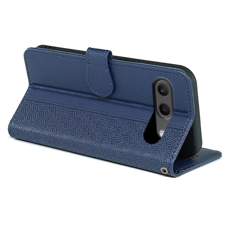 For OnePlus Nord 4 Case Anti Scratch Splicing Imprinted Rhombus Leather Phone Cover - Blue