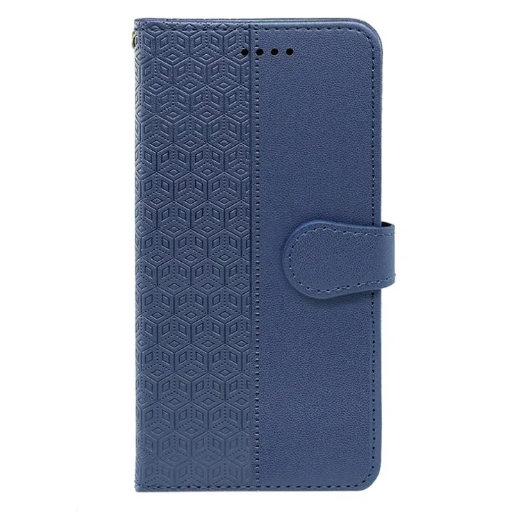 For OnePlus Nord 4 Case Anti Scratch Splicing Imprinted Rhombus Leather Phone Cover - Blue