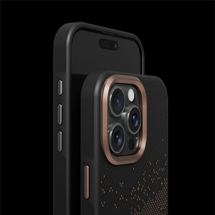 For iPhone 14 Pro Case Compatible with MagSafe Milky Way Pattern TPU + PC Anti Fingerprint Phone Back Cover - Gold