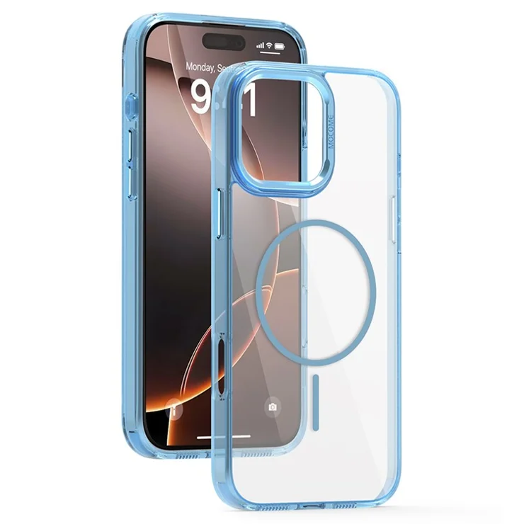 For iPhone 16 Pro Magnetic Clear Case TPU PC Protective Phone Cover - Blue