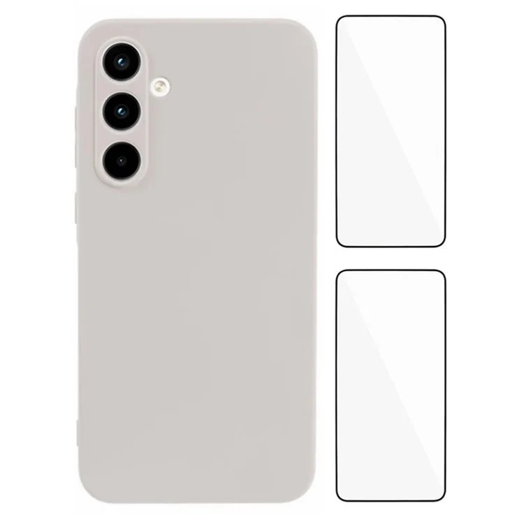 WANLONFENG RB3 Series For Samsung Galaxy A15 4G / 5G Case with 2Pcs Screen Film Precise Lens Hole Soft TPU Phone Back Cover - White