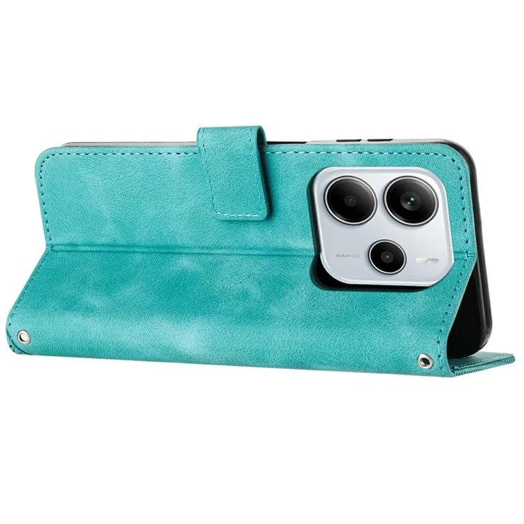 For Xiaomi Redmi Note 14 4G (164.84x78.15x8.16mm) Case Handbag Imprinted Triangle Leather Phone Cover - Green
