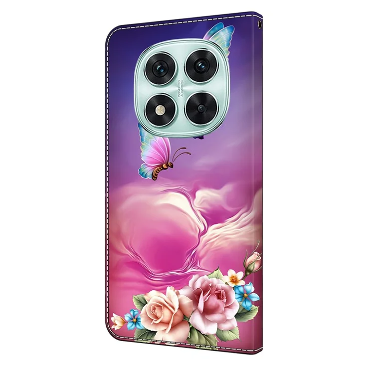 For Xiaomi Redmi Note 14 Pro 5G Wallet Case Pattern Printing Stand Leather Flip Phone Cover - Floral Butterfly