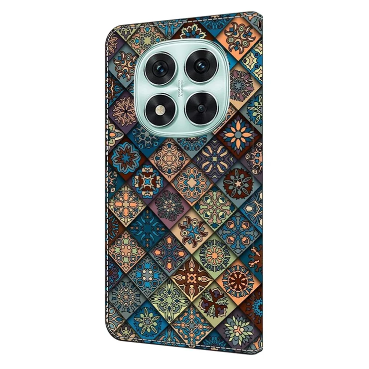 For Xiaomi Redmi Note 14 Pro+ 5G Wallet Case Pattern Printing Stand Leather Flip Phone Cover - Blue Floral