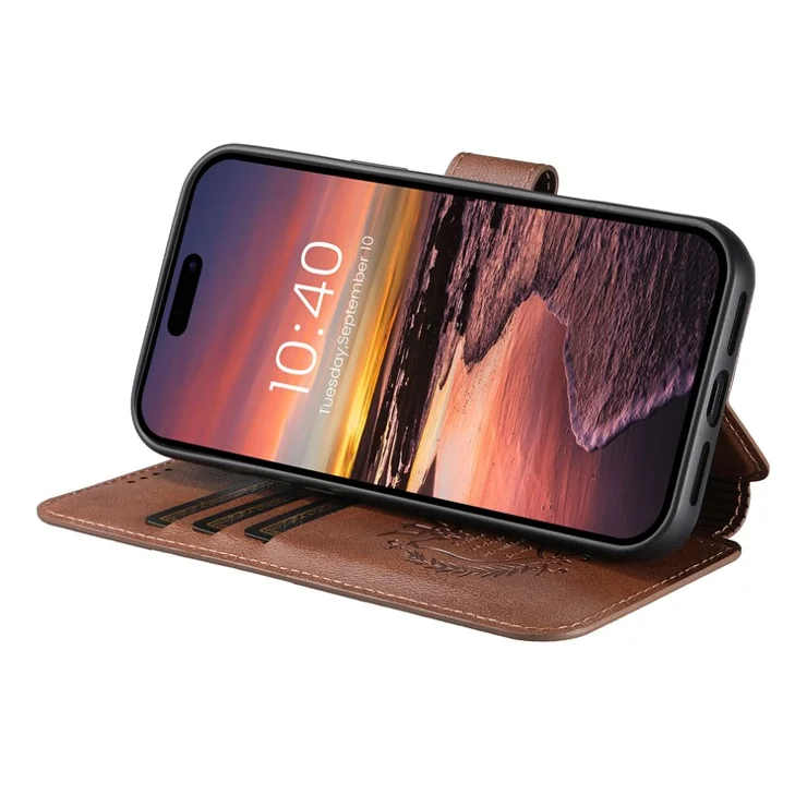 SUTENI Q-05 For iPhone 16 Wallet Case 2 in 1 Detachable Leather Flip Phone Cover with Stand - Brown