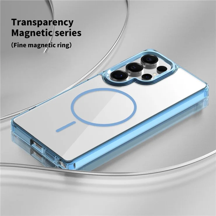 For Samsung Galaxy S24 Ultra Magnetic Clear Case Compatible with MagSafe TPU PC Phone Cover - Blue