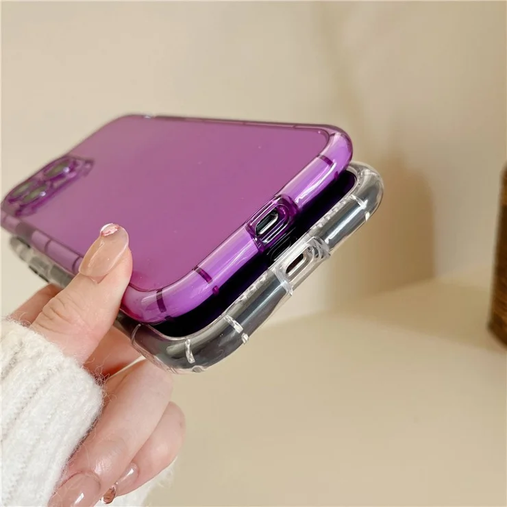 For iPhone 14 Pro Max Luminous Noctilucent Bumper Phone Case Shockproof Flexible TPU Shell - Purple