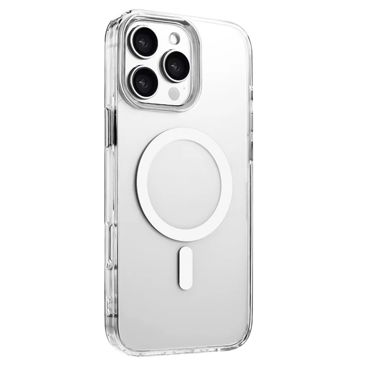 For iPhone 16 Pro Case Compatible with MagSafe Clear PC + TPU Sealed Magnetic Phone Cover - White
