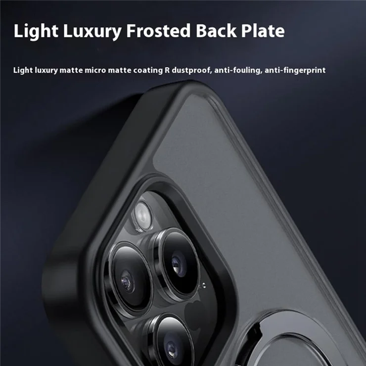 For iPhone 16 Pro Max Magnetic Case Rotating Kickstand TPU + PC Phone Back Cover - Dark Purple