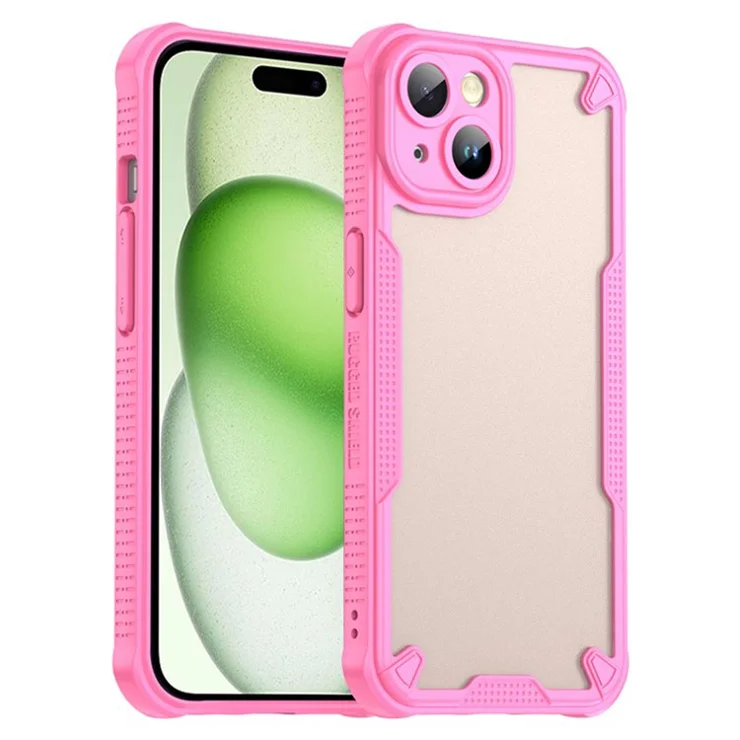 WANLONFENG MFFJ2 Series For iPhone 15 Back Cover with 2PCS Tempered Glass TPU + Acrylic Phone Case - Pink