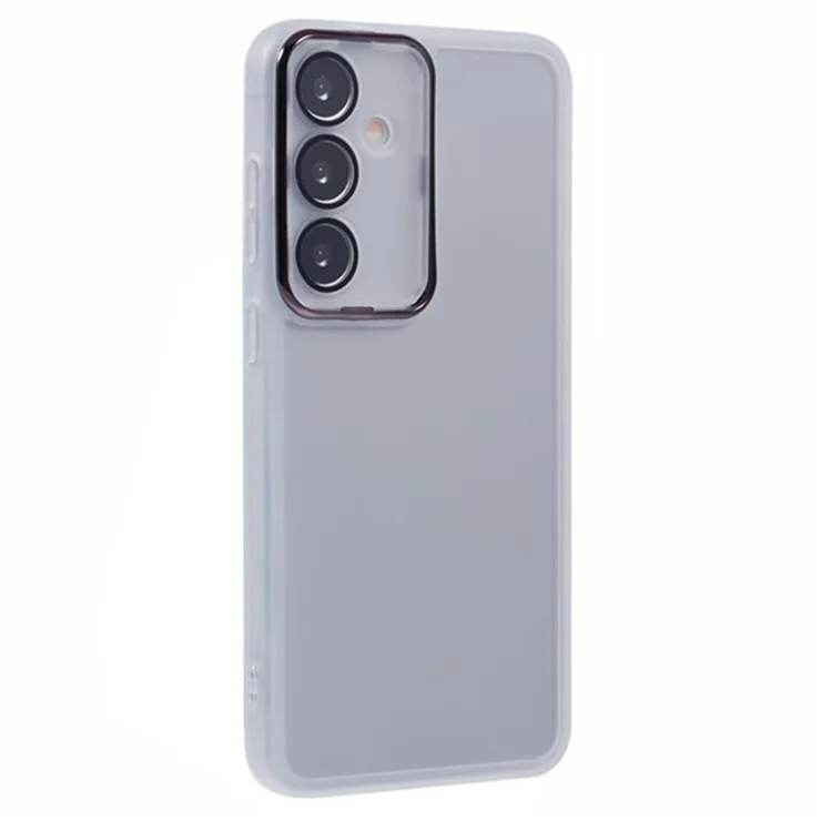 WANLONFENG DKSM2 Series For Samsung Galaxy A55 5G Case TPU Clear Phone Cover with 2Pcs Screen Film / Electroplated Lens Frame - Transparent White