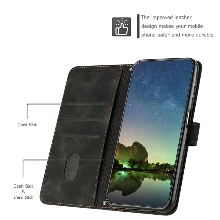 For Oppo A5 Pro 5G Case Handbag Imprinted Triangle Leather Phone Cover - Black