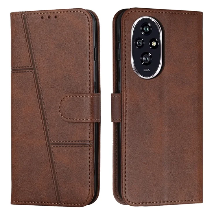 For Honor 200 5G Case Leather Stand Protective Phone Cover - Brown
