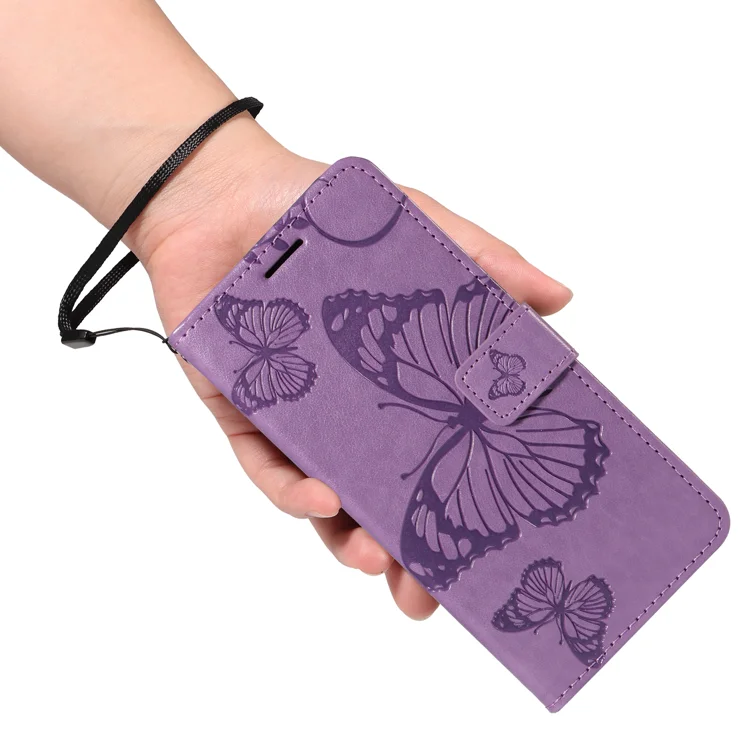 For vivo Y29s 5G Wallet Case Floral Butterfly Imprinted Leather Phone Cover Stand - Light Purple