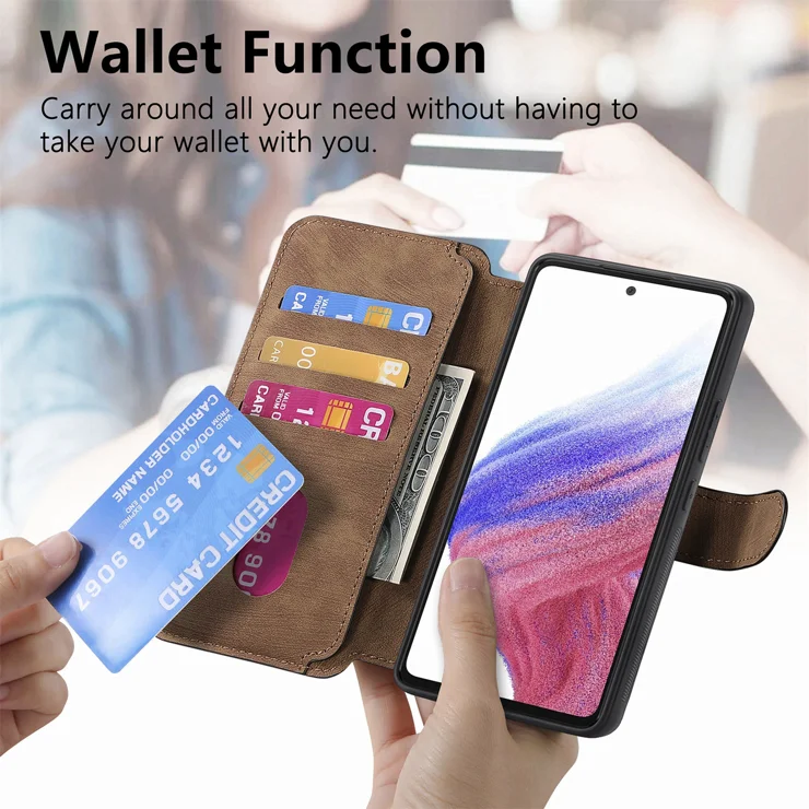 For Xiaomi Redmi Note 14 4G (164.84mm) Magnetic Case CASENEO Detachable Leather Phone Wallet Cover - Brown