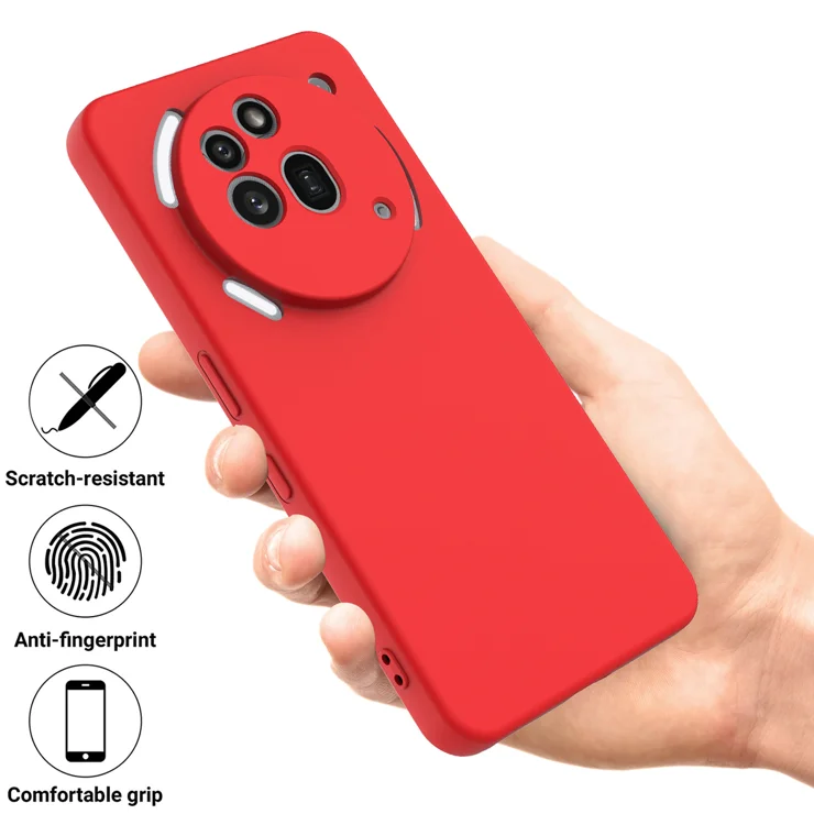 For Nothing Phone (3a) Pro Liquid Silicone Case Phone Back Cover with Hand Strap - Red