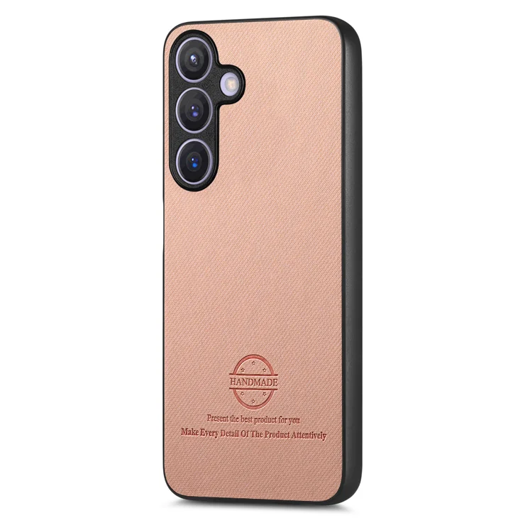 For Samsung Galaxy S24 Leather Phone Back Cover with Cloth Texture - Pink