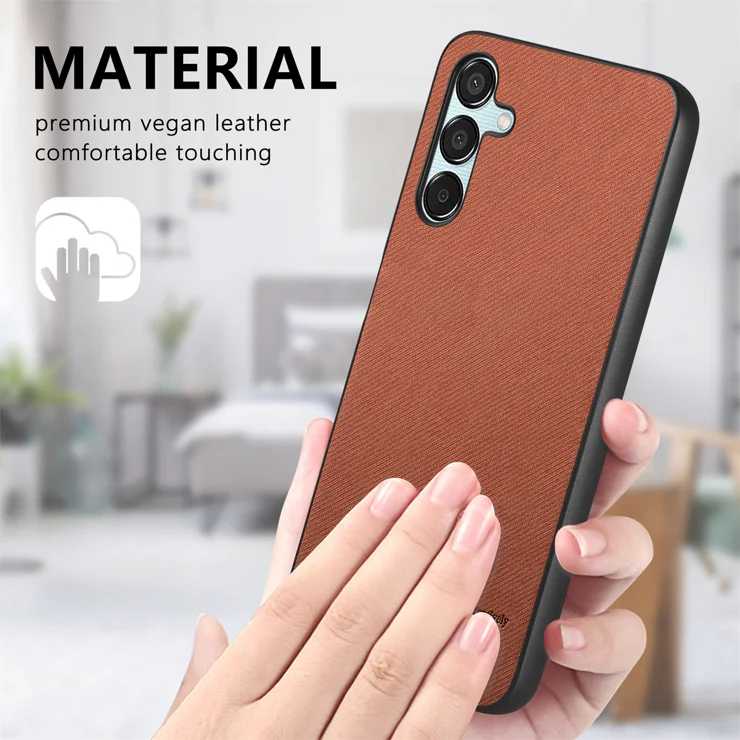 For Samsung Galaxy A16 5G / Galaxy A16 4G Leather Phone Back Cover with Cloth Texture - Brown