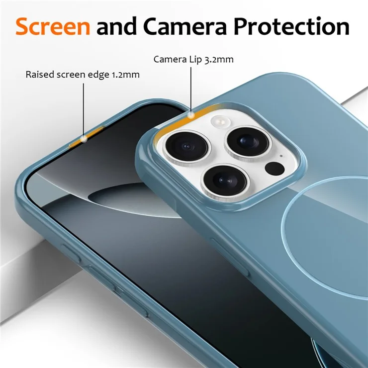 For iPhone 13 Pro Max Magnetic Case Compatible with MagSafe TPU Phone Back Cover with Lanyard - Blue