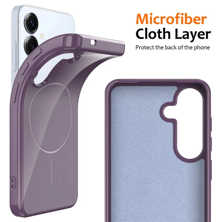 For Samsung Galaxy S24 FE Magnetic Case Compatible with MagSafe TPU Phone Back Cover with Lanyard - Purple