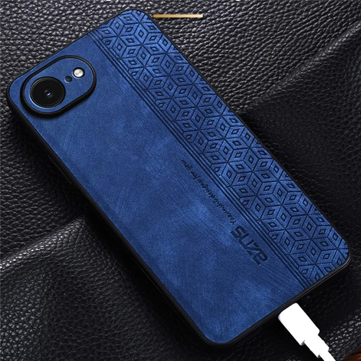 AZNS For iPhone 16e Case Protective PU Leather Covered TPU Phone Shell - Black
