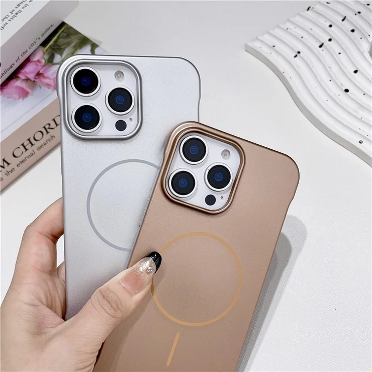 For iPhone 16 Pro Max Magnetic Case Borderless Hard PC Phone Back Cover - Titanium Grey