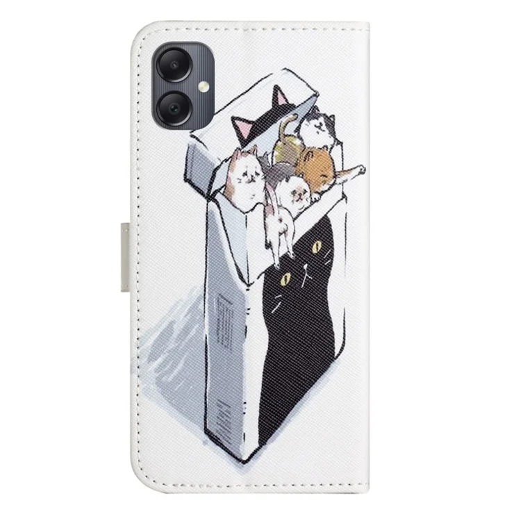 For Samsung Galaxy A06 4G / A06 5G Case Pattern Print PU Leather Wallet Phone Cover Cross Texture - Cats