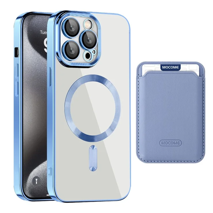 For iPhone 15 Pro Max Case Compatible with MagSafe TPU + PC Mobile Cover with Card Bag - Baby Blue