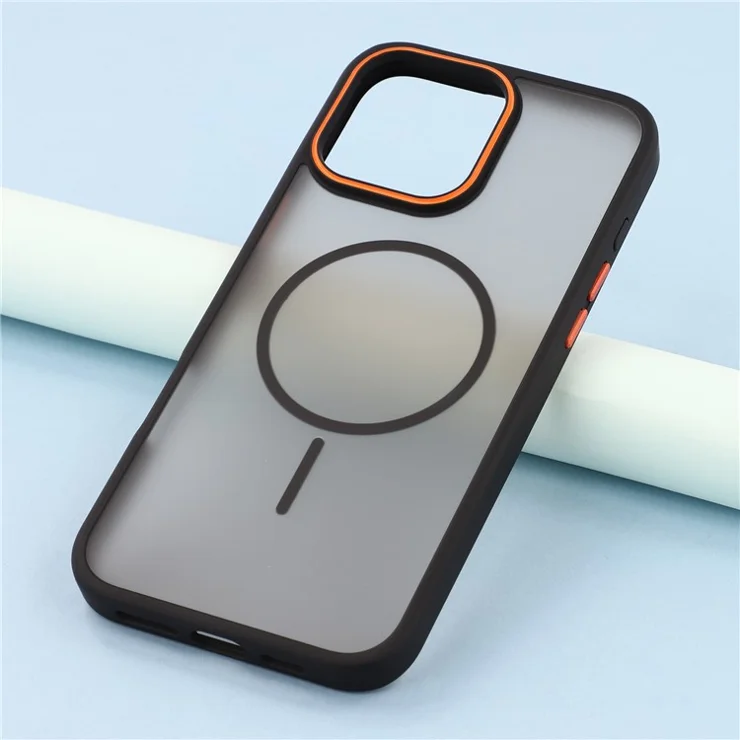 For iPhone 16 Pro Max Magnetic Case Skin Touch TPU + PC Phone Back Cover - Black