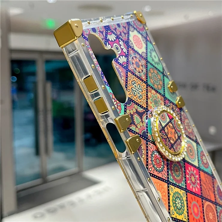 For Samsung Galaxy A16 5G / A16 4G Case Ethnic Style Pattern Electroplating TPU + PC Phone Cover with Kickstand - 5#