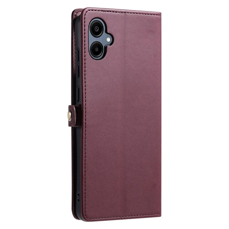 For Samsung Galaxy A06 5G Leather Case with Wrist Strap Wallet Stand Phone Cover - Wine Red