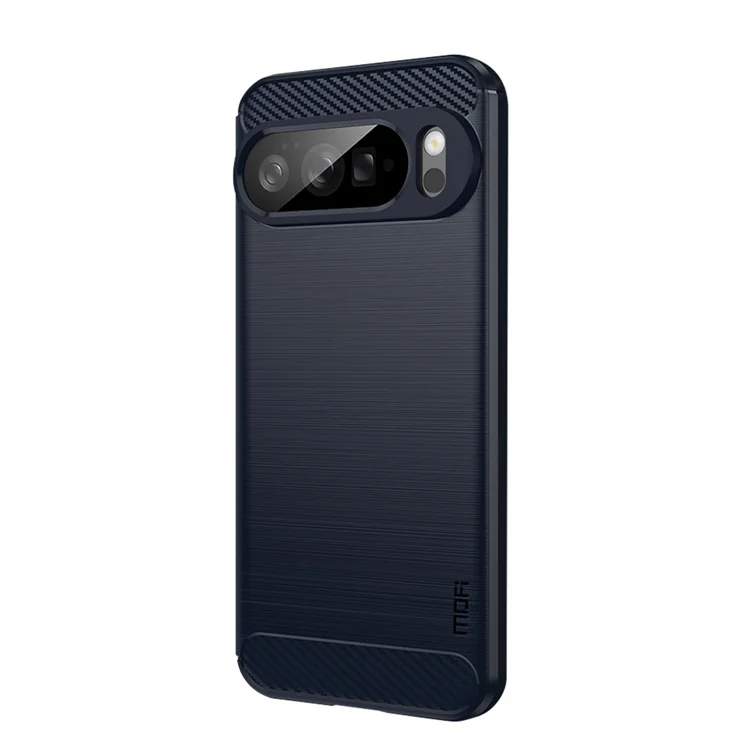 For Google Pixel 10 Pro XL Back Cover MOFI Brushed Texture Carbon Fiber Soft TPU Case - Blue