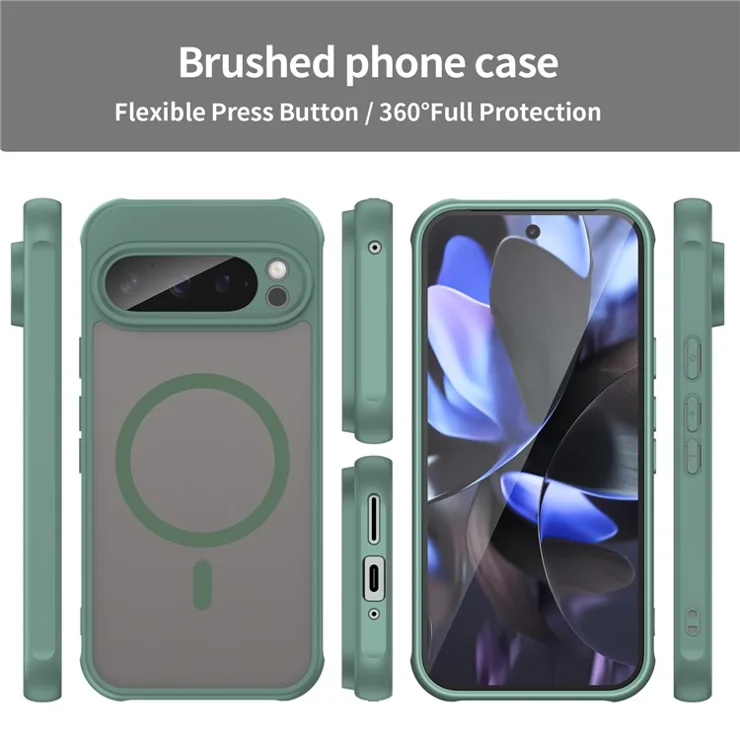 For Google Pixel 9 / 9 Pro Case Compatible with MagSafe Anti Drop PC + TPU Phone Cover - Green