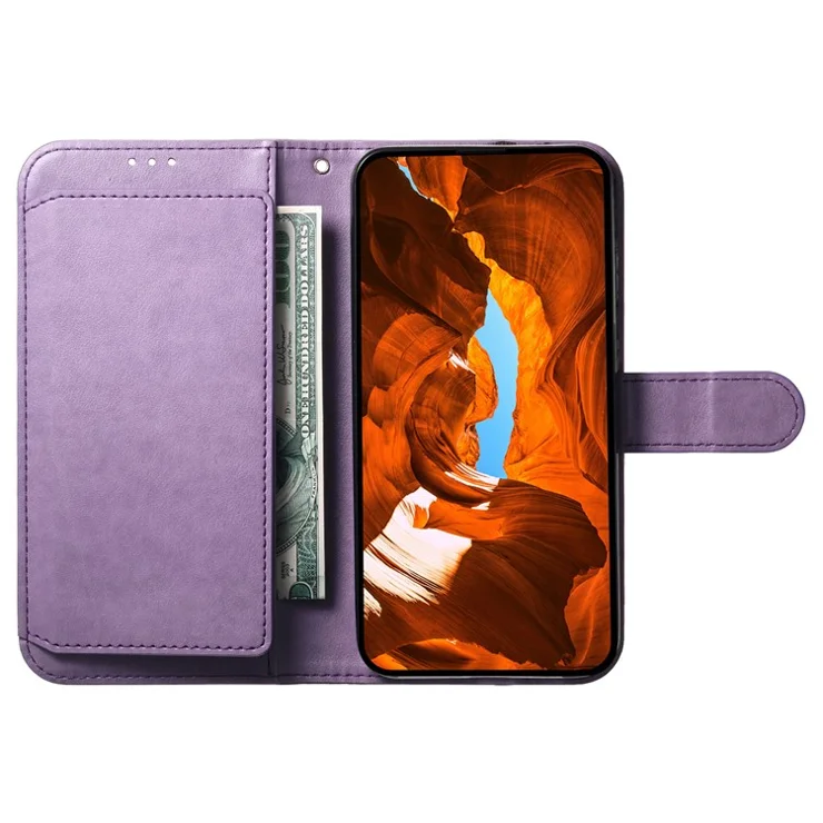 For iPhone 16e Wallet Phone Case with 8 Card Slot Stand PU Leather Folio Flip Cover - Purple