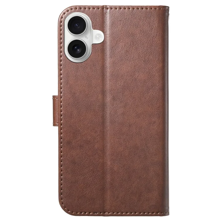 For iPhone 16 Wallet Phone Case with 8 Card Slot Stand PU Leather Folio Flip Cover - Coffee