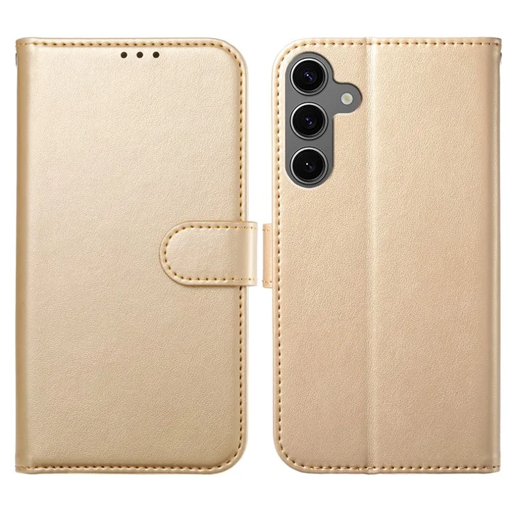 For Samsung Galaxy S25 Wallet Phone Case with 8 Card Slot Stand PU Leather Folio Flip Cover - Gold