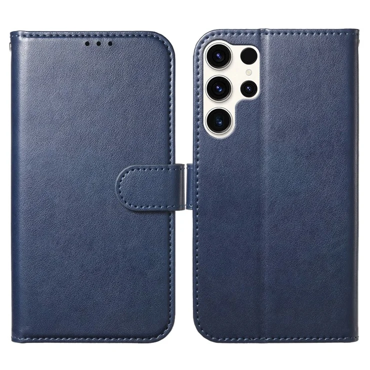 For Samsung Galaxy S25 Ultra Wallet Phone Case with 8 Card Slot Stand PU Leather Folio Flip Cover - Dark Blue