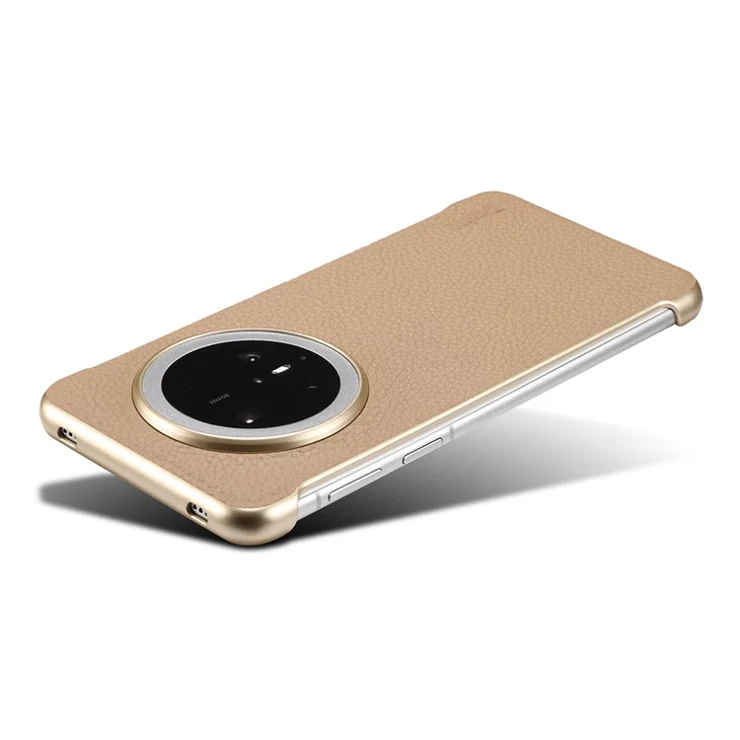 For Huawei Mate 70 Pro / 70 Pro+ Magnetic Case Litchi Texture Genuine Cow Leather + PC Boardless Phone Cover - Khaki