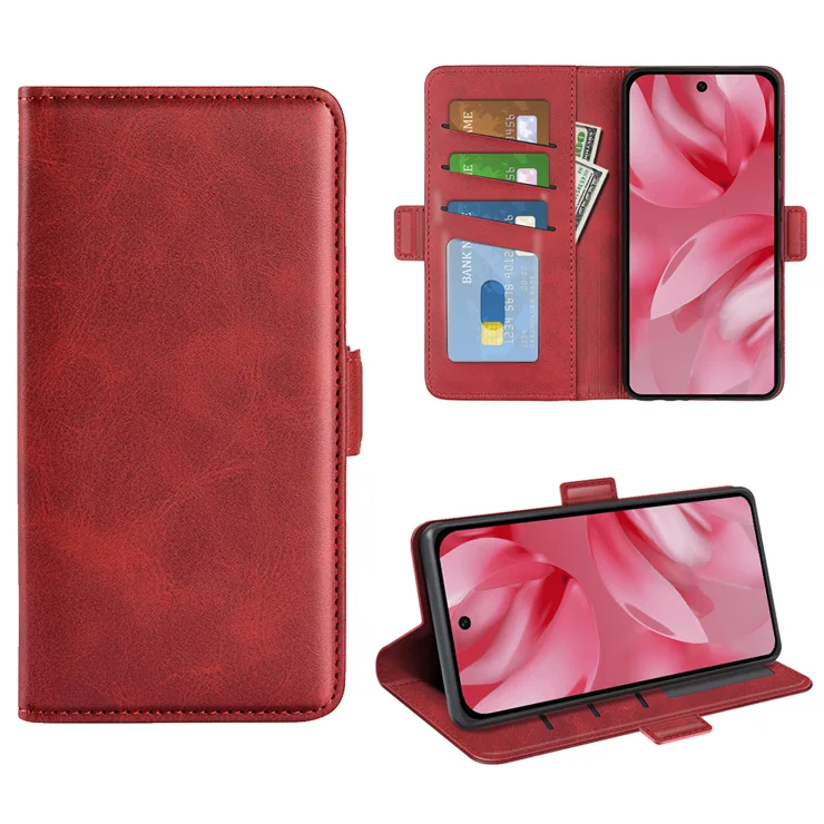 For Google Pixel 10 Case Calf Texture Leather Wallet Phone Cover - Red