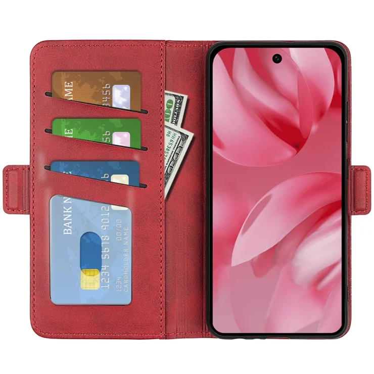 For Google Pixel 10 Case Calf Texture Leather Wallet Phone Cover - Red