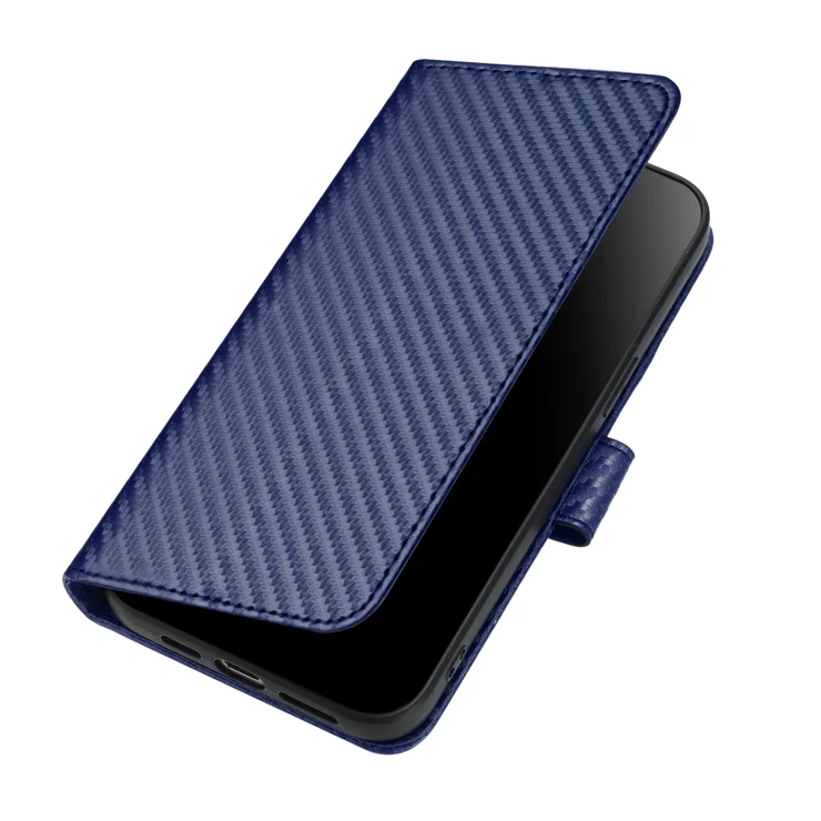 For Honor X60 5G / Honor X9c Smart 5G Wallet Case with Strap Carbon Fiber Texture Leather Mobile Cover - Royal Blue