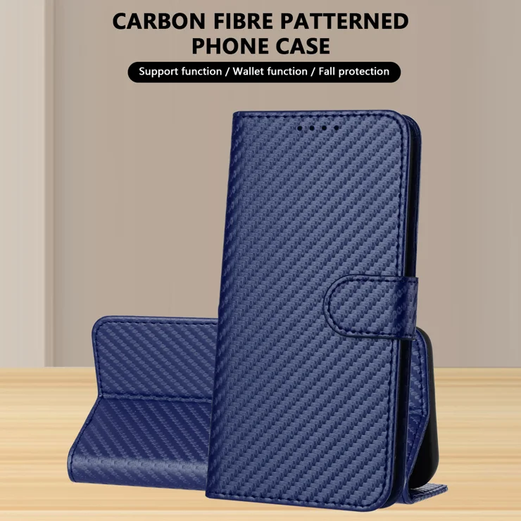 For Honor X60 5G / Honor X9c Smart 5G Wallet Case with Strap Carbon Fiber Texture Leather Mobile Cover - Royal Blue
