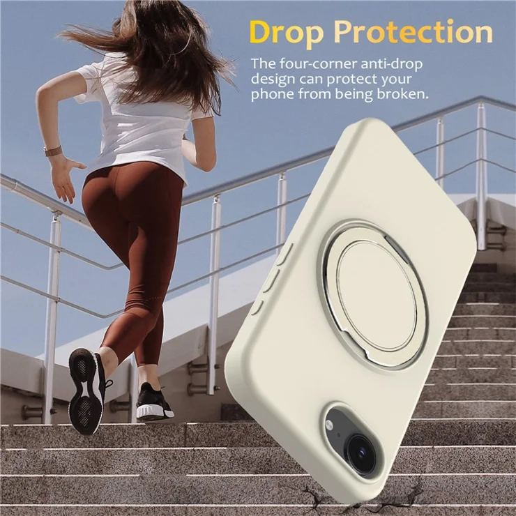 For iPhone 16e Case Compatible with MagSafe Kickstand PC + Silicone Phone Cover - Beige