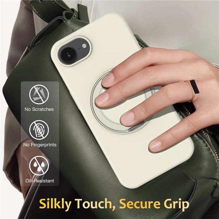 For iPhone 16e Case Compatible with MagSafe Kickstand PC + Silicone Phone Cover - Beige