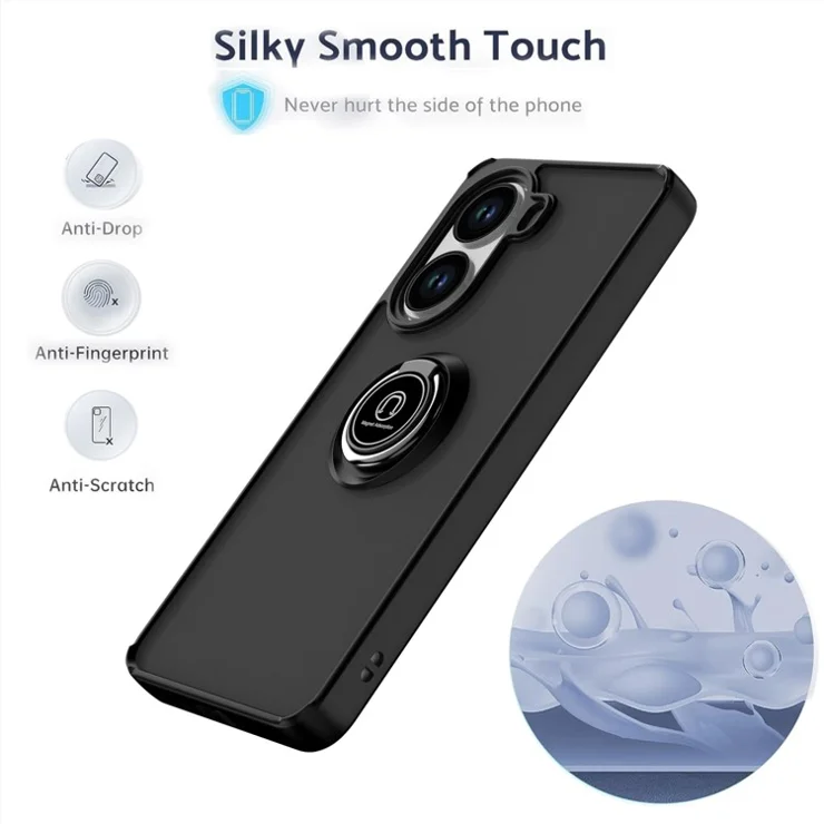 For Xiaomi Poco X7 Pro 5G Case PC + TPU Ring Kickstand Anti Drop Phone Back Cover - Sky Blue