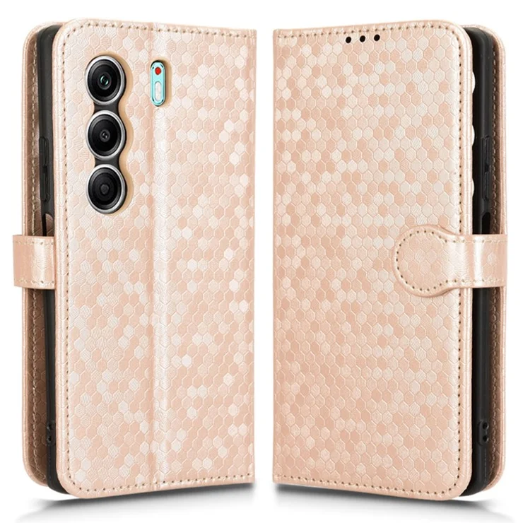 Wallet Case for TECNO Camon 40 4G / 40 Pro 4G / 40 Pro 5G Dot Pattern Imprint PU Leather Phone Cover - Rose Gold